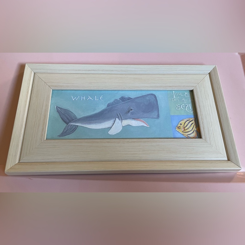 Love As Deep As The Sea Oceanic Whale and Fish Framed Art 13.5” X 7.5”